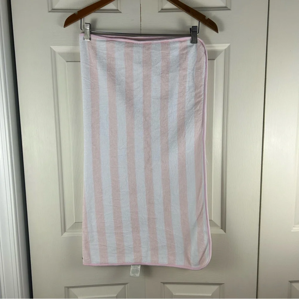 Cloud Island Pink White Floral Hooded Baby Towel Stripes Terry Cloth Flowers